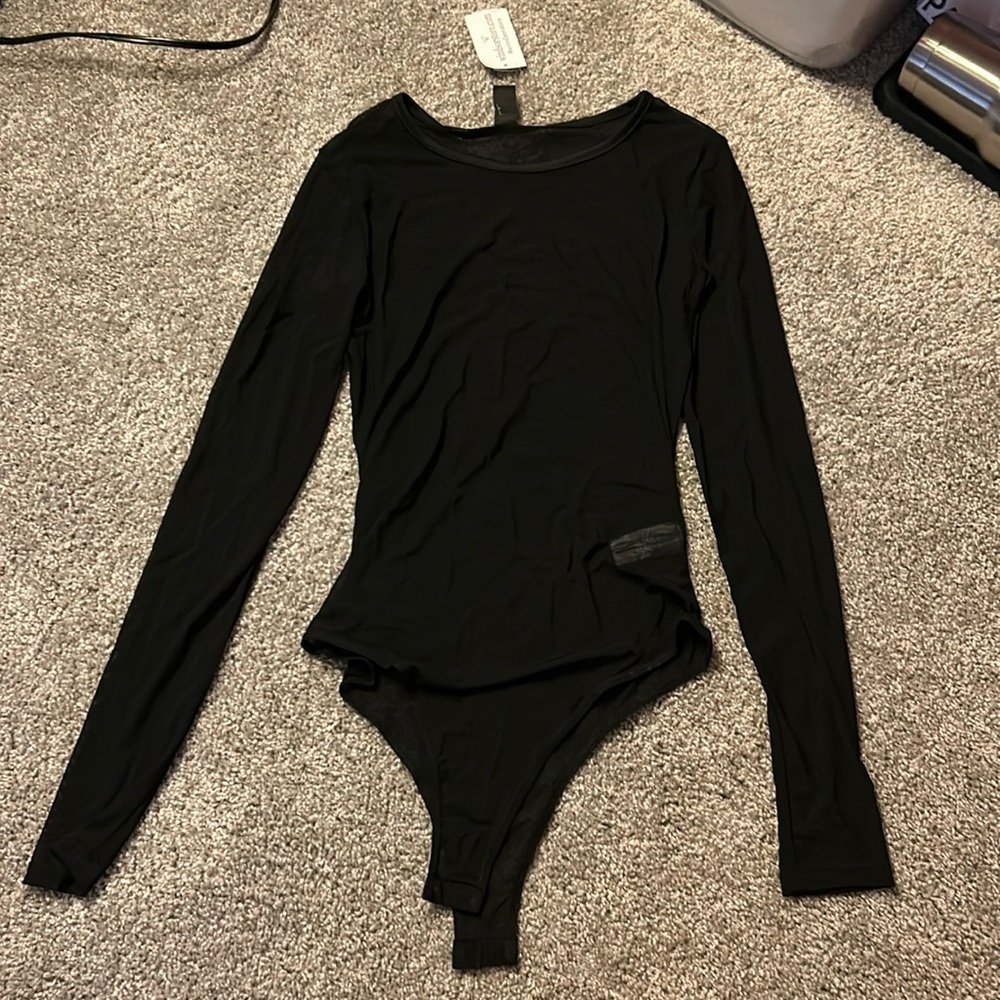 WINDSOR black mesh long sleeve body suit SMALL NWT